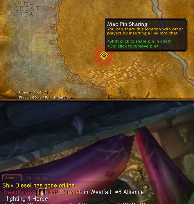 世界地图上的 PvP 区域标记